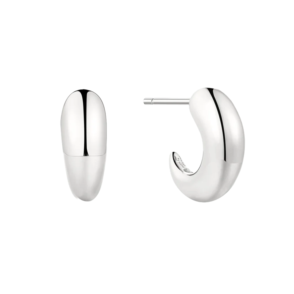 Silver Dome Stud Hoop Earrings Ania Haie