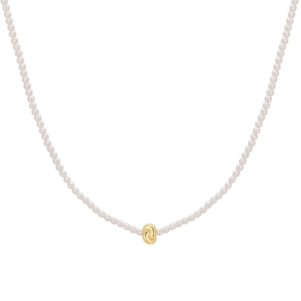Gold Twist & Glass Pearl Beaded Necklace Ania Haie