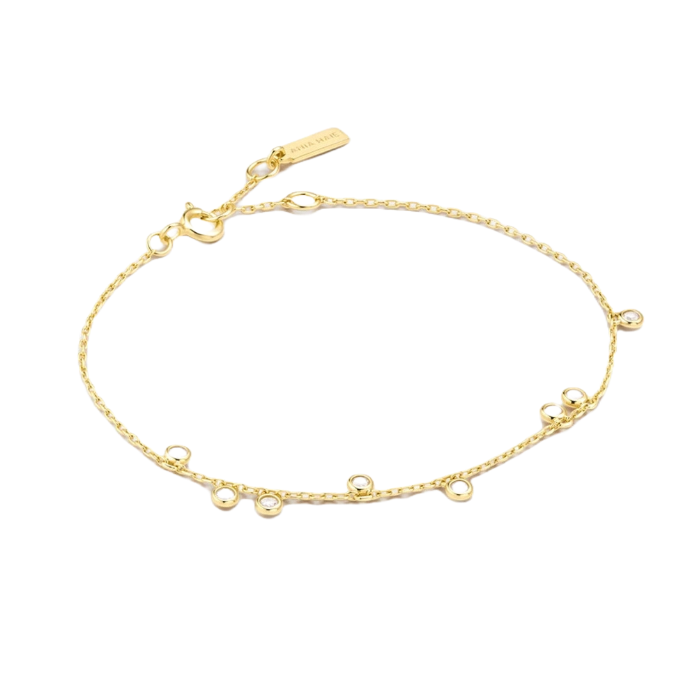 Gold Bezel-Set Droplet Station Bracelet Ania Haie