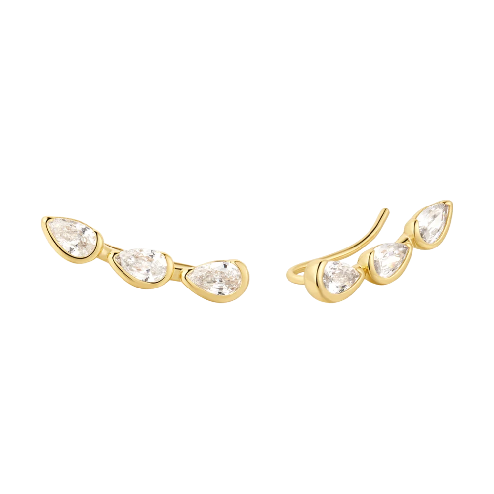 Gold Triple Half-Bezel Teardrop Climbers Ania Haie